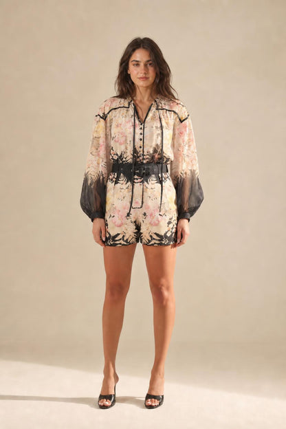 Beige floral romper variant front view